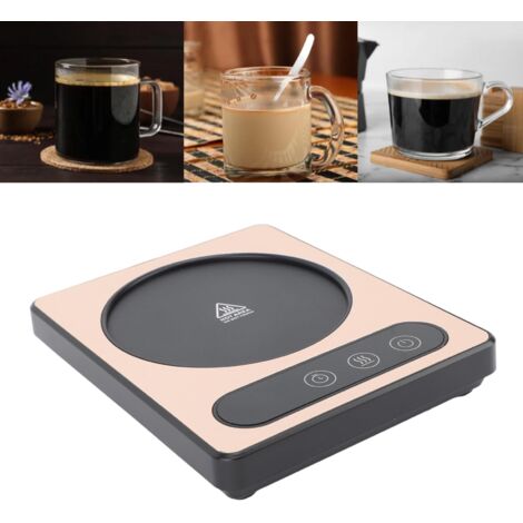 Intelligente 36-W-Warmhalteplatte mit Touch-Steuerung und 12-Stunden-Timer für Kaffee, Tee, Milch und heiße Schokolade – Elegante goldfarbene Aluminiumplatte – Kompatibel mit 110-V-US-Stecker