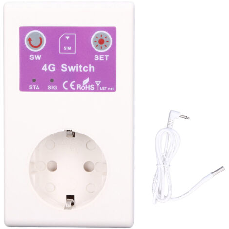 Intelligente 4G-Steckdose mit Temperatursensor und Fernbedienung, 100–250 V, EU-Stecker