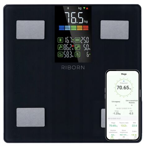 Intelligente Badezimmerwaage mit 13 Messparametern und polnischem LCD-Display