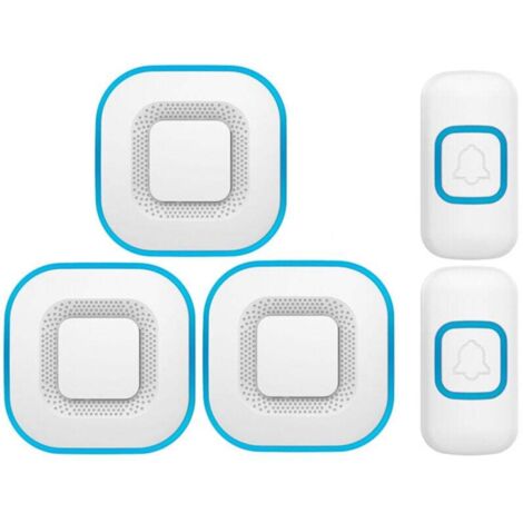 Intelligente drahtlose Türklingel – 3 Türklingeln, 2 Tasten – Weiß – Modernes Design für Ihr Zuhause.