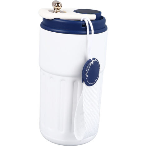 Intelligente, isolierte Wasserflasche mit minimalistischer Temperaturanzeige, tragbar für Studenten, Weiß und Blau