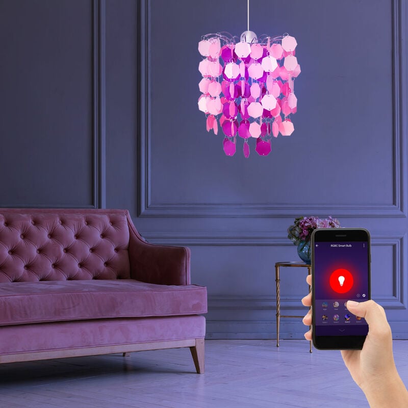 Image of Intelligente lampada a sospensione per bambini dimmerabile gioco ragazza lampada da soffitto rosa app controllo vocale in un set che include
