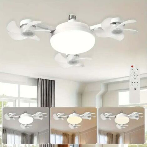 Intelligente LED-Deckenleuchte – Fernbedienung, einstellbare Helligkeit und 3 Geschwindigkeiten, geeignet für Schlafzimmer, Wohnzimmer, Büro, Küche und Badezimmer (schwarze 3-flammige Deckenleuchte)