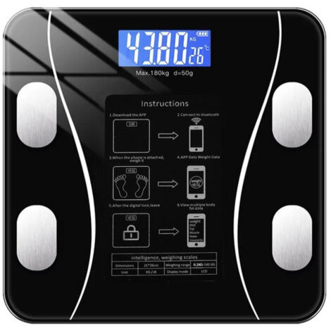 JARDIBRICODECO Intelligente Personenwaage mit Bluetooth - misst bis zu 180 kg