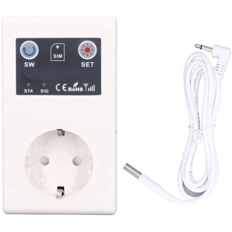 Intelligente Steckdose mit Temperatursensor und Fernbedienung, EU-Stecker 100–250 V