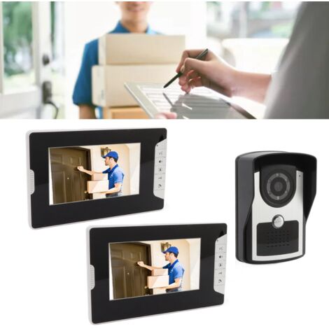 Intelligente Video-Türklingel mit zwei Monitoren, 16 Klingeltönen, Infrarot-Nachtsichtkamera, Gehäuse aus ABS/Aluminium/Acryl, für Zuhause