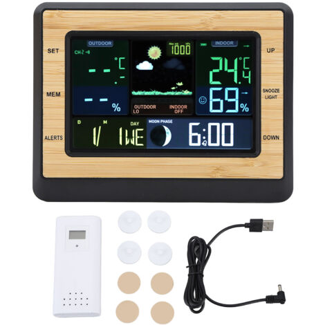 Intelligente Wetterstation mit Außensensor – Innen-/Außenthermometer/Hygrometer, Wettervorhersage, Wecker und Digitaluhr