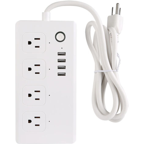 Intelligente WLAN-Steckdose mit 4 USB-Anschlüssen, Fernsteuerung per App, kompatibel mit 120-V-US-Steckdosen