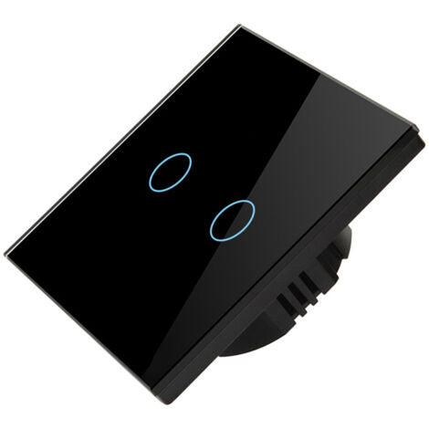Intelligenter 2-Wege-WLAN-Schalter, Schwarz, App-, Sprach- und Touch-Steuerung, kompatibel mit Google Home und Tuya, RF433-Frequenz, AC 90–240 V
