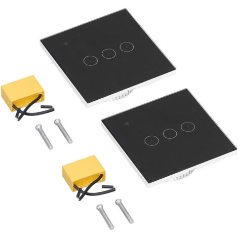 Intelligenter 3-Tasten-WLAN-Schalter, Sprach- und Touch-Steuerung, 95–240 V AC kompatibel, EU-Stecker, 2 Stück