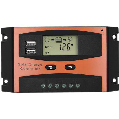 Intelligenter 30A 50V Dual-USB-Solar-Laderegler mit PWM-Steuerung, LCD-Display und IP32-Wasserschutz