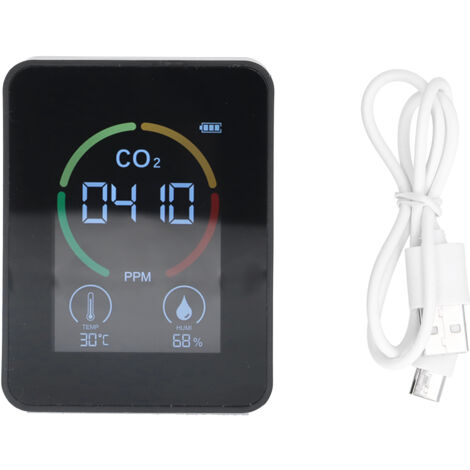Intelligenter CO2-Detektor mit Infrarot-Temperatur-, Feuchtigkeits- und Luftqualitätsmessung – USB-aufladbar