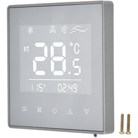 Intelligenter digitaler LCD-Touchscreen-Thermostat für Klimaanlagen, Temperaturregelung, Zuhause, Hotel, 220 V Wechselstrom, Grau
