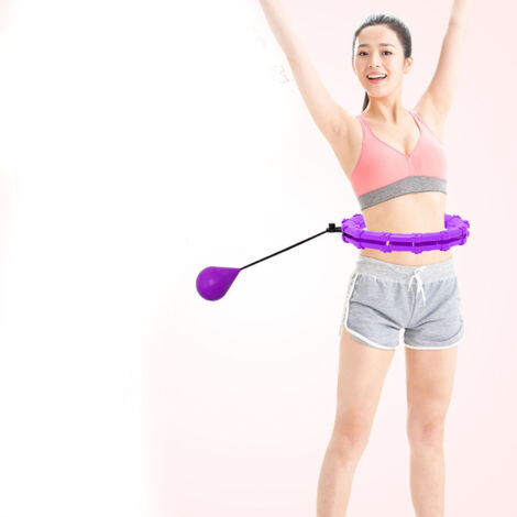 Intelligenter, gewichteter Hula-Hoop-Reifen mit 24 abnehmbaren Knoten für Körperformung und Bauchmassage – Lila