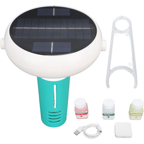 Intelligenter schwimmender Solarionisator für Schwimmbäder – Drahtlose Überwachung von pH-Wert, Redoxpotenzial und Salzgehalt – Chloralternative für die Poolreinigung (mit Kalibrierlösung und Gateway)