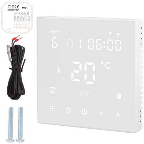 Intelligenter Thermostat mit Touchscreen, WLAN, Smartphone-Steuerung und Timer (90-240 V)