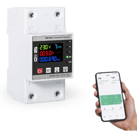 Intelligenter WLAN-Energiezähler, intelligenter Wiedereinschaltschutz am Leitungsschutzschalter, Unterspannungsschutz 63 A AC 230 V