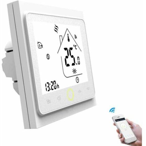 Intelligenter WLAN-Thermostat für wasserführende Fußbodenheizung 5A, programmierbarer Raumthermostat, kompatibel mit Alexa Echo/Google Home/Smart Life/Tuya AP (Weiß)