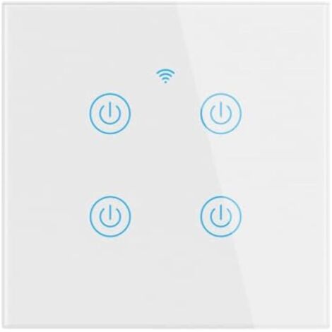 Intelligenter WLAN-Wandschalter, Glas-Touchpanel, kompatibel mit Alexa und Google Assistant, kein Neutralleiter erforderlich und doppelter Neutralleiter erforderlich, EU 10A (4-fach) Modus