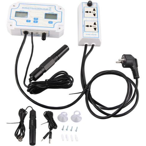 Intelligenter WLAN-Wasserqualitätsregler mit pH-, Temperatur- und Salzgehaltsmessung, mobiler App, 230-V-EU-Netzteil