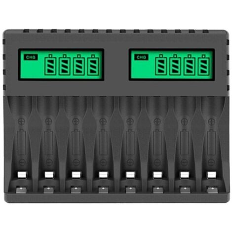 Intelligentes 8-Steckplatz-Ladegerät für AA Ni-MH/Ni-Cd-Akkus mit LCD-Ladestation für Elektrowerkzeuge, 8-Akku-Ladestation