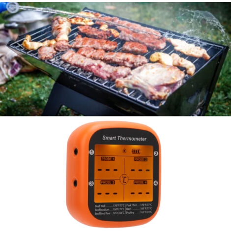 Intelligentes Bluetooth-Thermometer für Grill und Küche mit App-Steuerung, wasserdichter Sonde und akustischem Alarm für Fleisch