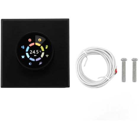 Intelligentes Thermostat Schwarz, WLAN-Steuerung, App-Steuerung, Timer, Überhitzungsschutz, Sprachsteuerung, AC 95–240 V, Fußbodenheizung