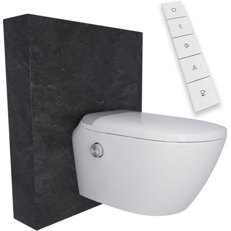 Intelligentes WC wandhängend mit Spülkasten DV-1S0205-CF , DeerValley modernes und intelligentes Dusch-WC mit integriertem Bidet, Fernbedienung, weiße Keramik, komfortable Höhe, mit automatischem Wasc
