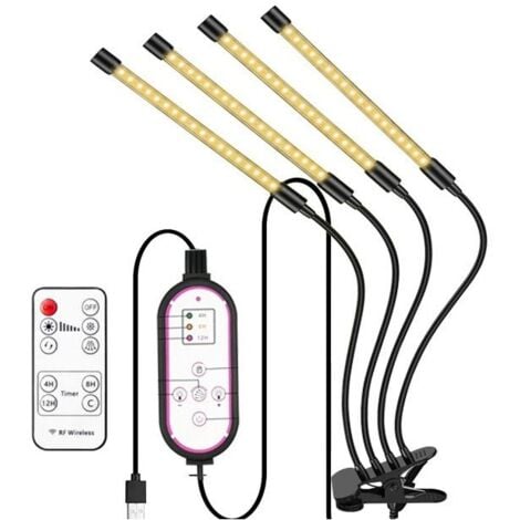 AUTRES Intelligentes WiFi-LED-Wachstumslicht, dimmbares Vollspektrum-Pflanzenlicht mit Timer und App (4 Röhren)