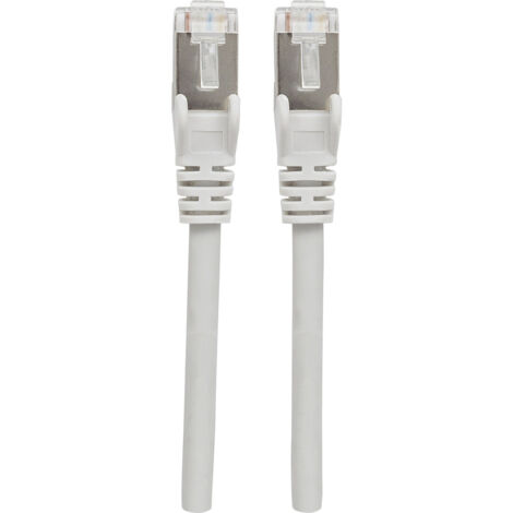 Intellinet 740616 RJ45 Patchkabel CAT 6a S/FTP 0.50 m Grau Folienschirm, Geflechtschirm, Geschirmt,