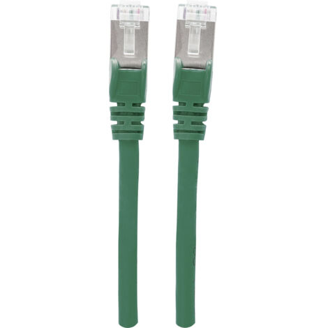 Intellinet 740654 RJ45 Netzwerkkabel, Patchkabel CAT 6a S/FTP 0.50 m Grün Folienschirm, Geflechtschi