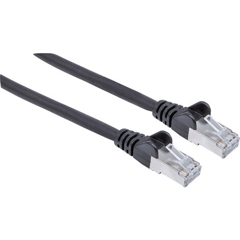 Intellinet 740814 RJ45 Netzwerkkabel, Patchkabel CAT 6a S/FTP 2.00 m Schwarz Folienschirm, Geflechts