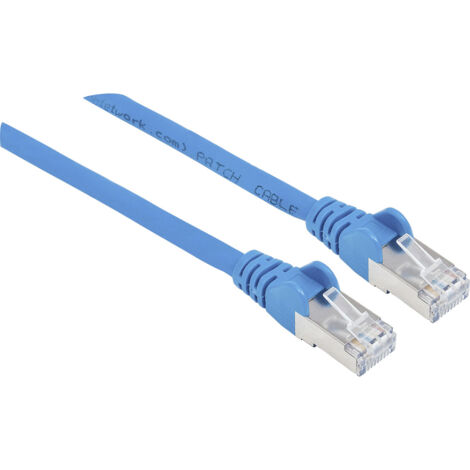 Intellinet 740913 RJ45 Netzwerkkabel, Patchkabel CAT 6a S/FTP 3.00 m Blau Folienschirm, Geflechtschi