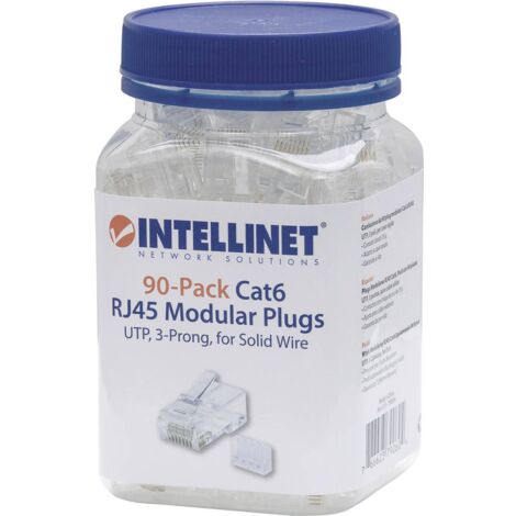 Intellinet Intellinet 90pz. Cat6 connettore modulare RJ45 UTP 3 punti contatto cavo per cavo pieno 90 spina nel bicchie