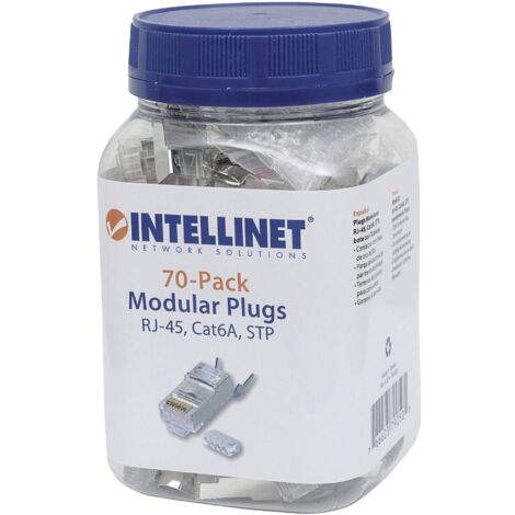 Intellinet Pack de 50 fiches modulaires Cat6A RJ45 Pro Line 790505 Contact à sertir Nombre de pôles 8P8C argent 50 pc(s) Q067762