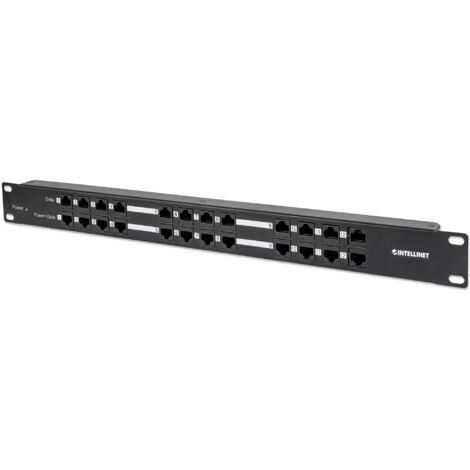 INTELLINET Pannello patch rack 12 porte POE passivo con alimentatore