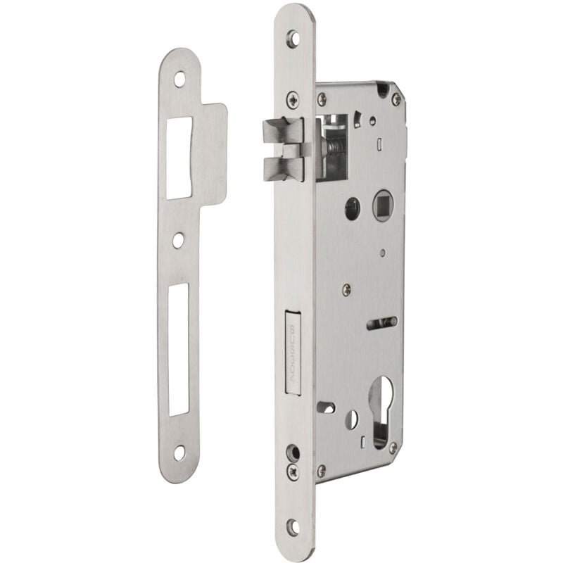 Serrure encast. Intelock trou cylindre pour poignées connectées, inox, axe50mm, entr'axes85mm, carré8, br