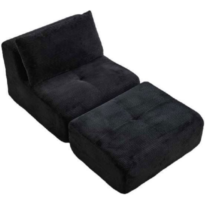 Intense Black Velvet Corner Convertible Armchair – Luxury Urban Sofa Bed for Small Spaces