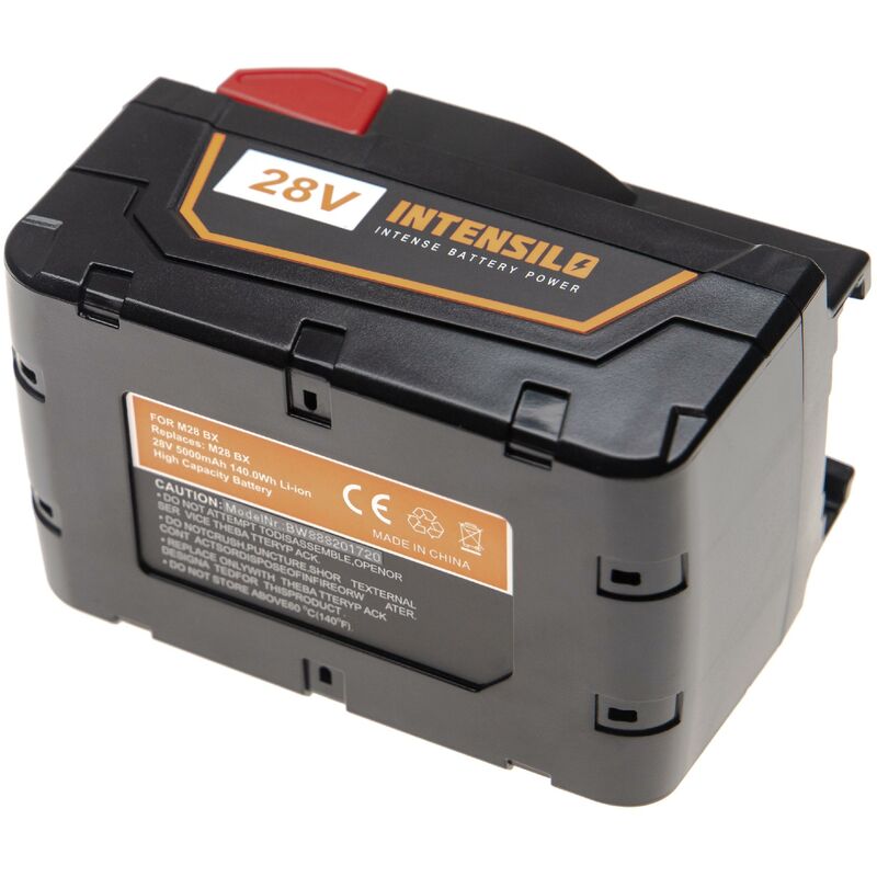 

INTENSILO Batería compatible con Milwaukee 0721-20, 0721-21, 0726-22, 0780-20, 28V, 33 Degree Angle Drive herramientas eléctricas (5000mAh Li-Ion 28V)