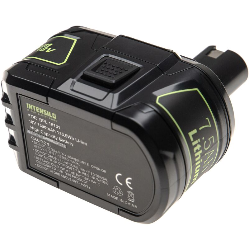 

INTENSILO Batería recargable compatible con Ryobi CDI-1802M, CDI-1803, CDI-1803M, CDL1802P4, CFA-180M herramientas eléctricas (7500 mAh Li-Ion 18 V)