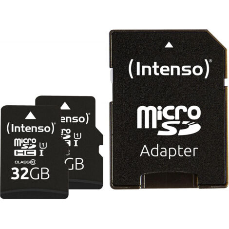 Intenso 32GB microSDHC - 32 Go - MicroSDHC - Classe 10 - UHS-I - 45 Mo/s - lot de 2 pieces (3423482)