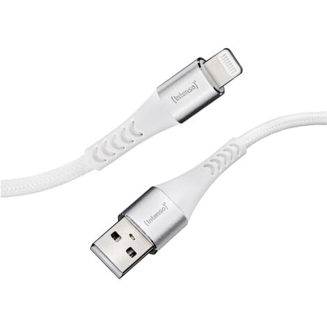 Intenso Câble USB USB 2.0 USB-A mâle, Connecteur Lightning 1.50 m blanc gaine textile 7902102 Q254633