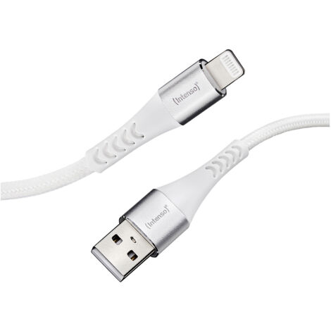 Intenso USB-Kabel  USB 2.0 USB-A Stecker, Apple Lightning Stecker 1.50 m Weiß Stoff-Ummantelung 7902