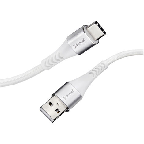 Intenso USB-Kabel  USB 2.0 USB-A Stecker, USB-C® Stecker 1.50 m Weiß Stoff-Ummantelung 7901102