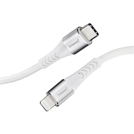 Intenso USB-Kabel  USB 2.0 USB-C® Stecker, Apple Lightning Stecker 1.50 m Weiß Stoff-Ummantelung 790