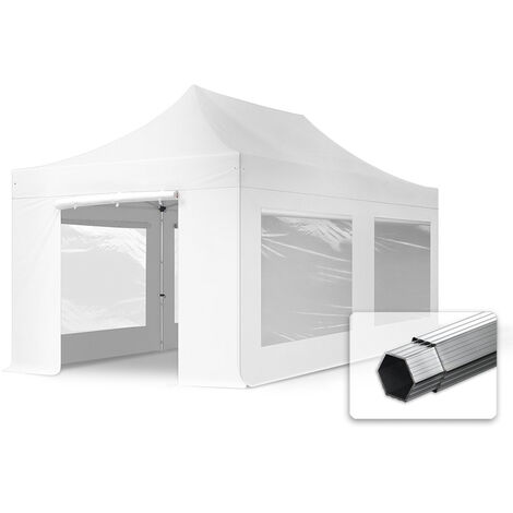 INTENT24 3x6 m Tente pliante - Alu, côté panoramique, blanc - blanc