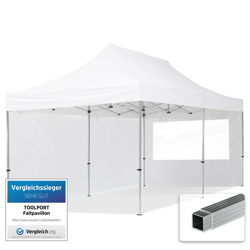 House Of Tents - toolport 3x6 m Tente pliante - Alu, côté panoramique, blanc
