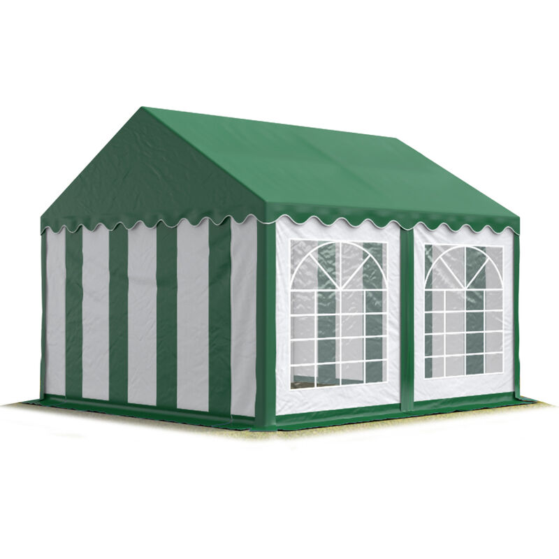 4x4 m Tente de réception/Barnum vert-blanc toile de haute qualité pvc 700 n economy - vert - Intent24