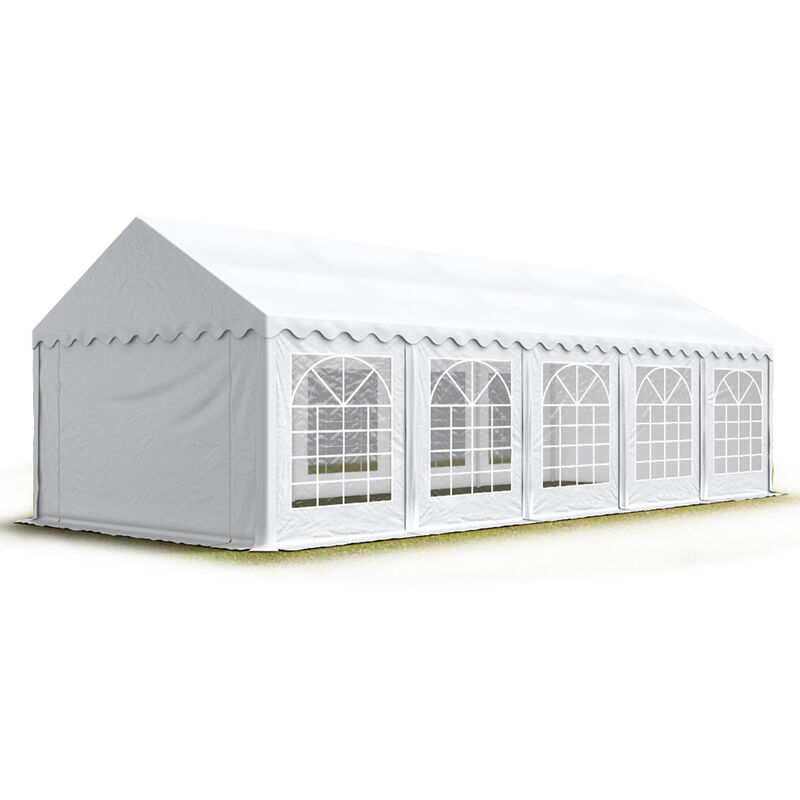 5x10 m Tente de réception/Barnum blanc toile de haute qualité pvc 700 n economy - blanc - Intent24