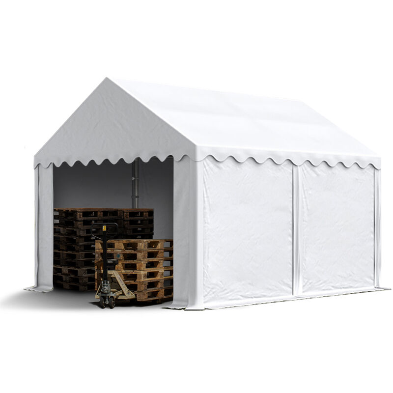 Intent24 - Tente de stockage 3x4 m abri bâche pvc 700 n imperméable blanc - blanc